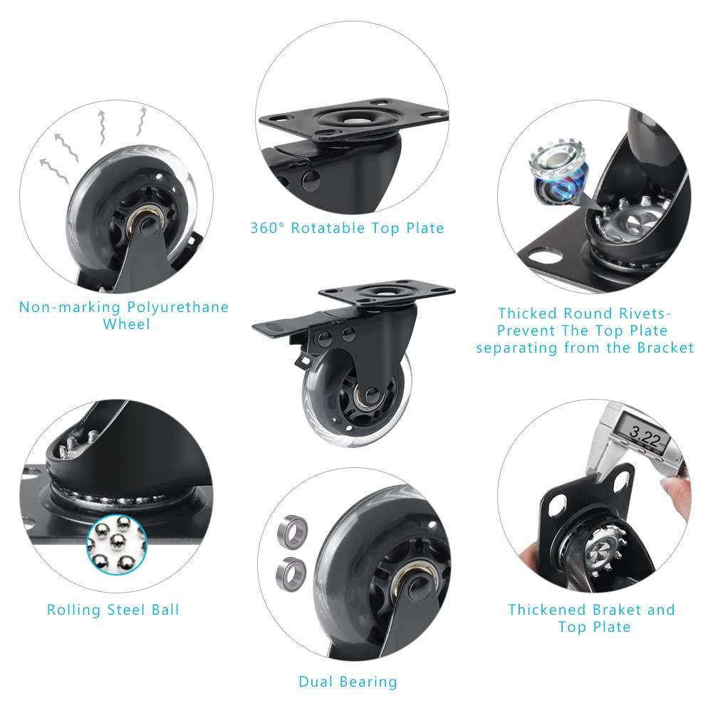 SKYSHALO PVC 3 in Swivel Casters, Orange, 4 Pack