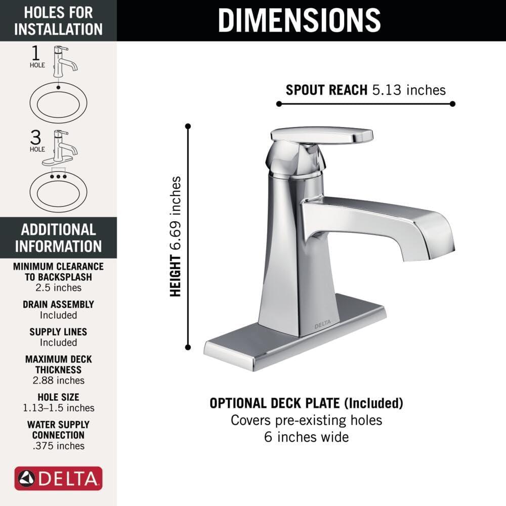 Ashlyn Single Hole Bathroom Faucet with Drain Assembly, Single Handle Bathroom Sink Faucet
