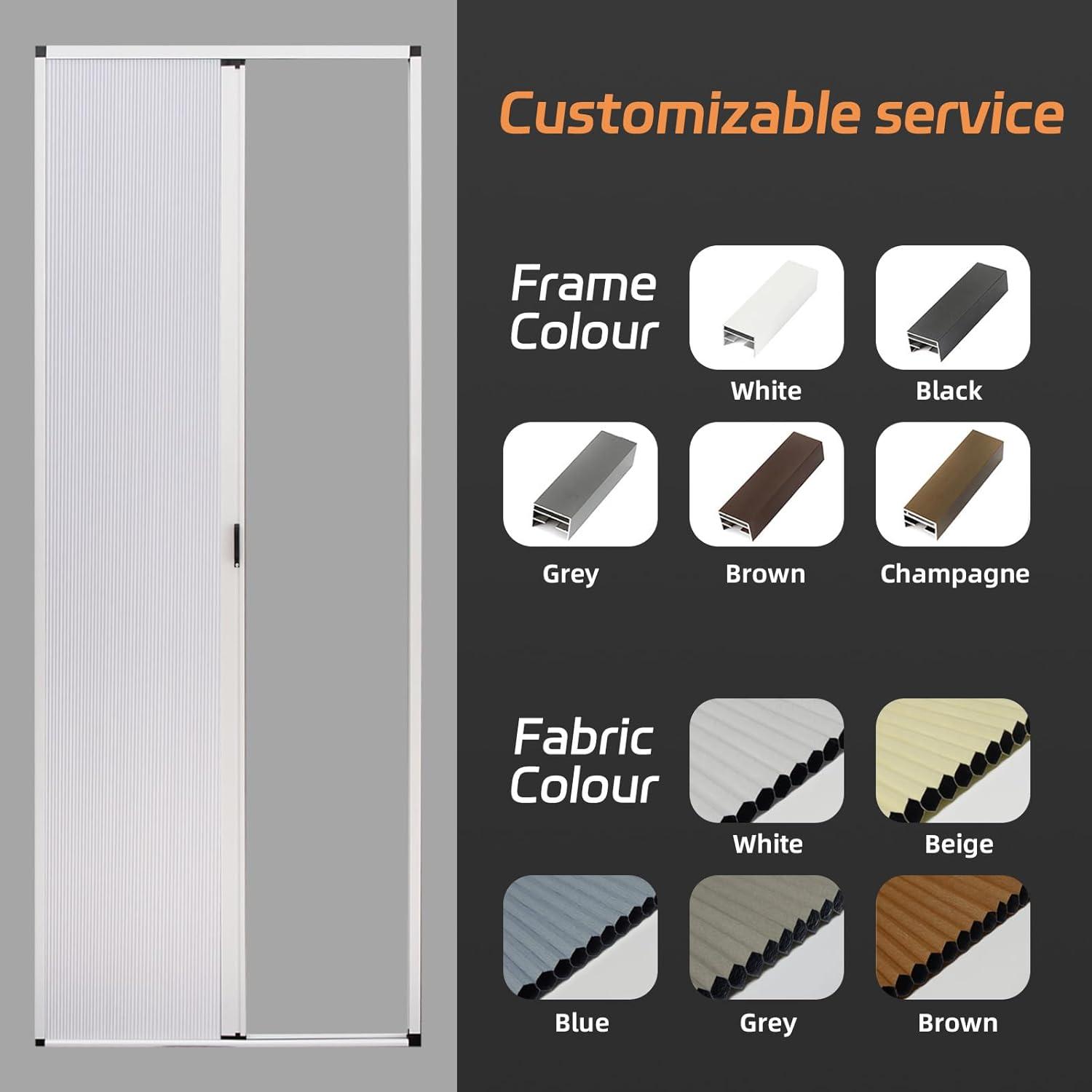 No-Drilling Interior Accordion Door, Retractable Folding Door with Aluminum Frame and Cellular Fabric, Waterproof and Heat Insulation, for Bedroom, Bathroom, Kitchen, Office(Grey