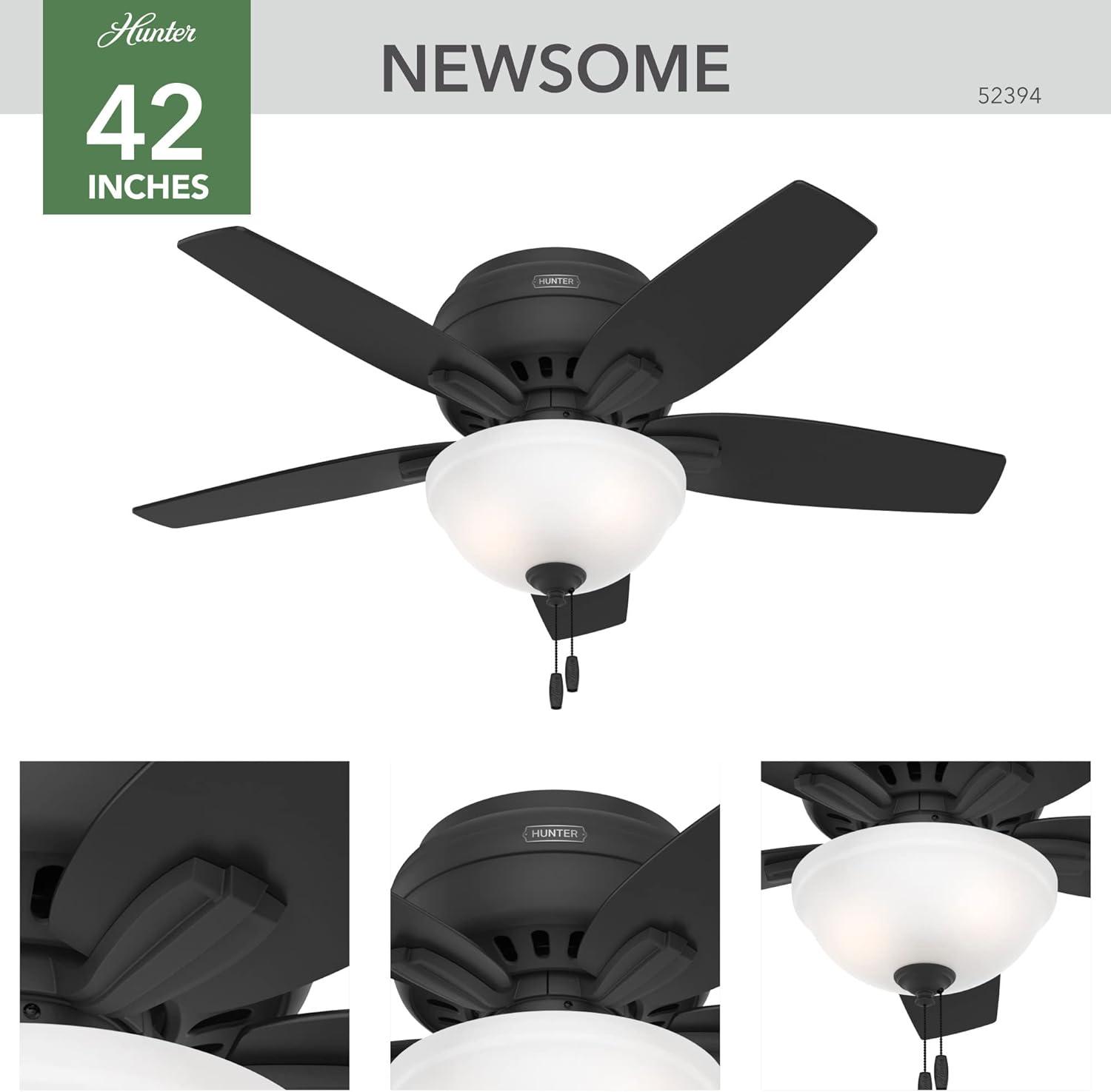 Newsome 42" 5 - Blade Traditional Flush Mount Indoor Ceiling Fan with Lights and Pull Chains