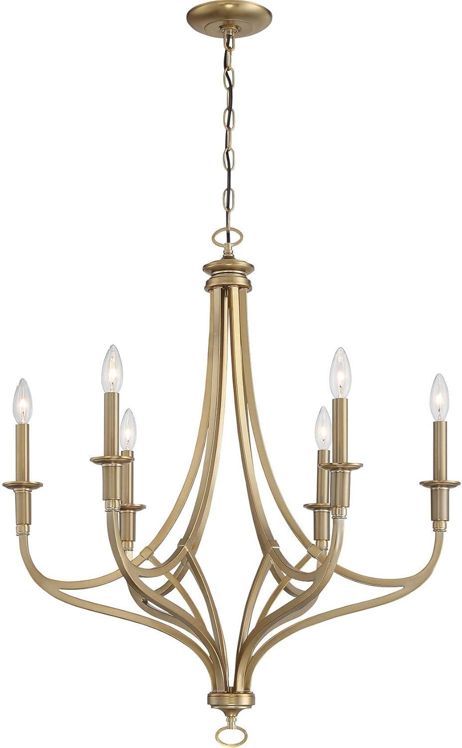 Covent Park Brushed Honey Gold 6-Light Metal Candle Chandelier