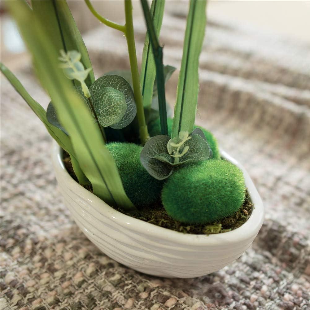 Large Artificial Potted Orchid Plant, Silk Flower Arrangement with Ceramics Vase, Deep Purple