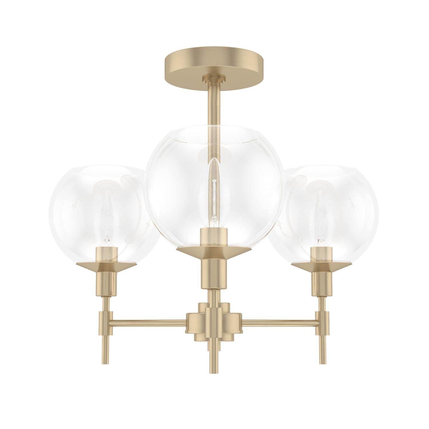 Hunter - Xidane 3-light Alturas Gold, Medium Size Chandelier, Dimmable, Mid Century Modern Style, Candle Shaped, for Bedrooms, Dining, Living Rooms - 19739