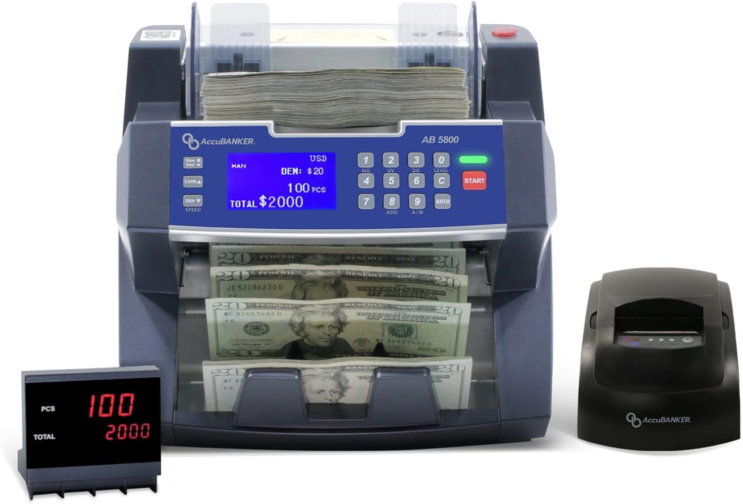 AccuBANKER AB5800 Bank Grade Multi-Currency Bill Counter with LCD Display