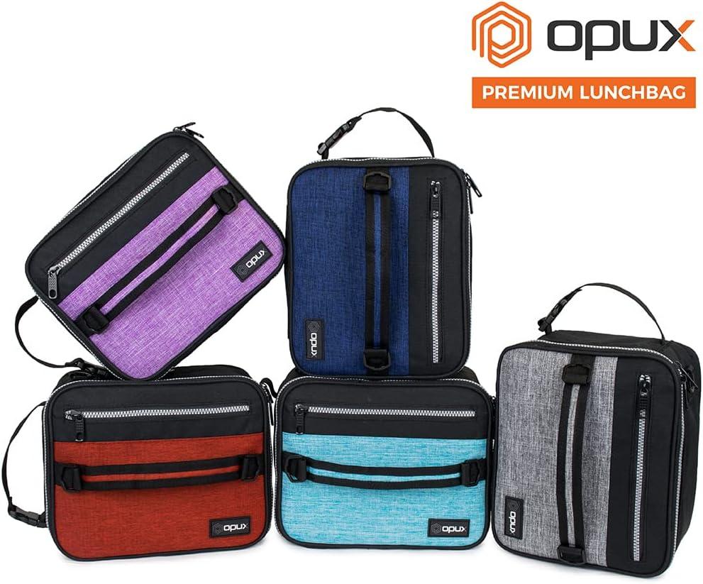OPUX Insulated Lunch Box Men Women Adult, Compact Soft Cooler Bag Kids Boys Girls, Leakproof Small Pail Work School (Heather Charcoal, One Size)
