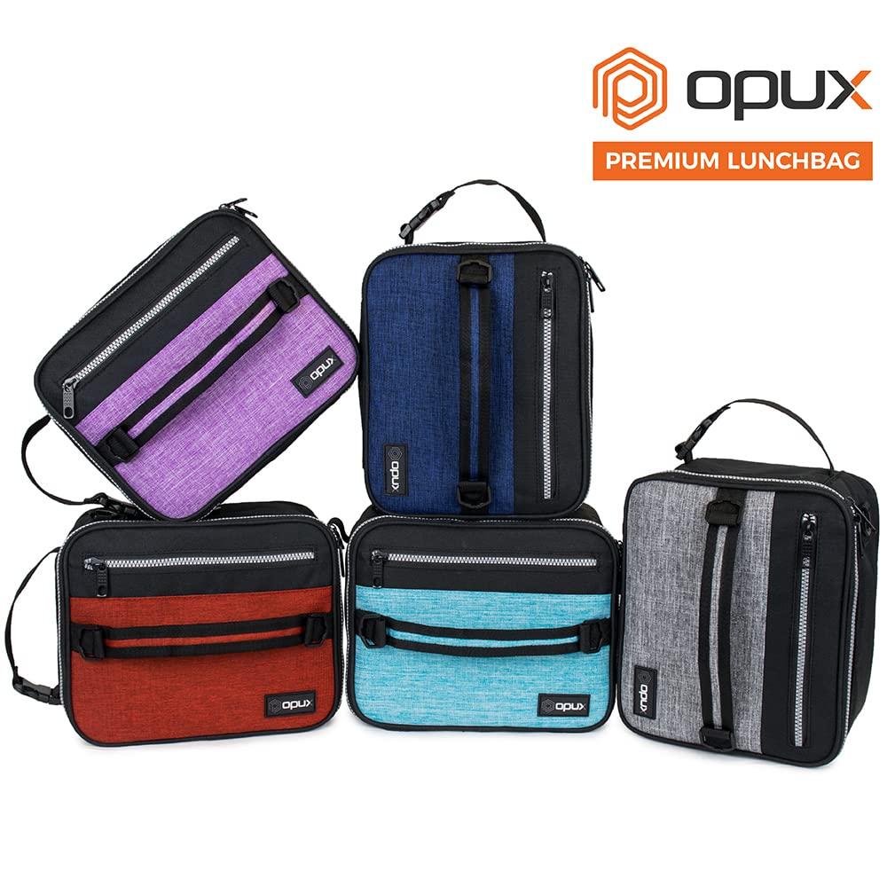 OPUX Insulated Lunch Box Men Women Adult, Compact Soft Cooler Bag Kids Boys Girls, Leakproof Small Pail Work School (Heather Charcoal, One Size)