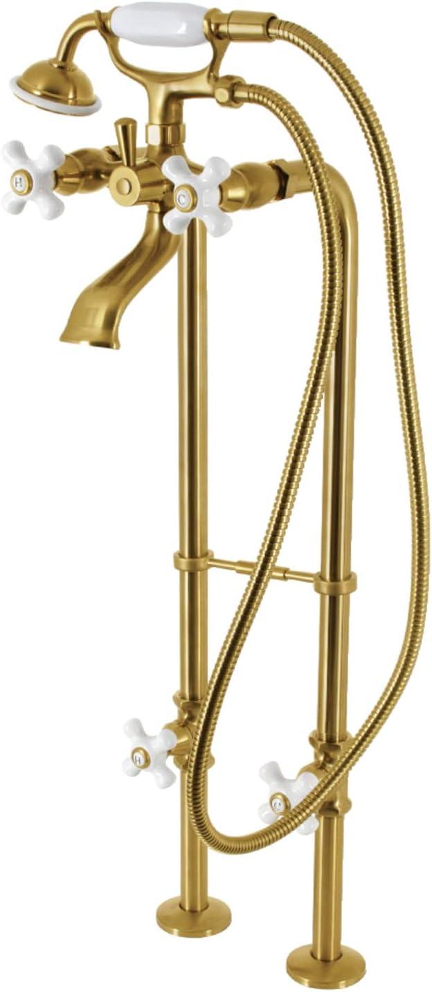 Kingston Brass CCK266PXK7 Kingston Brass Kingston Three-Handle 2-Hole Freestanding Clawfoot Tub Faucet Package with Supply Line and Stop Valve
