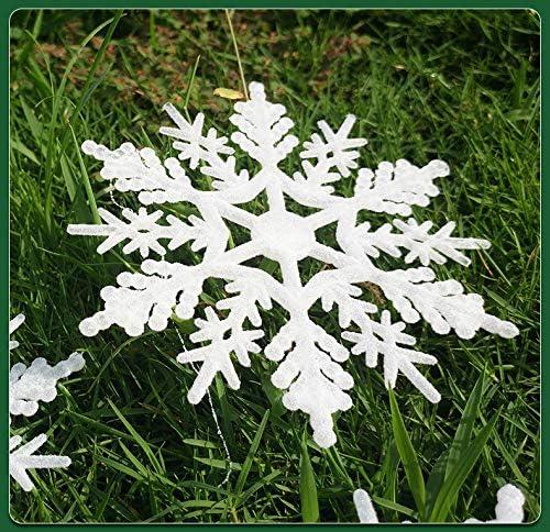 Large White Glittered Plastic Snowflake Hanging Ornaments Set