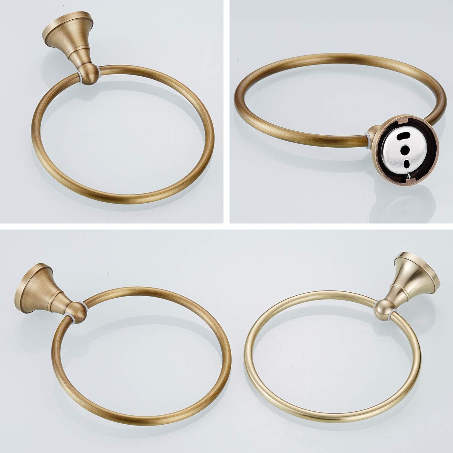 Flybath Round Towel Ring Antique Brass Hanger Hand Towel Holder for Bathroom Kitchen Accessories Wall Mounted, Brushed Bronze