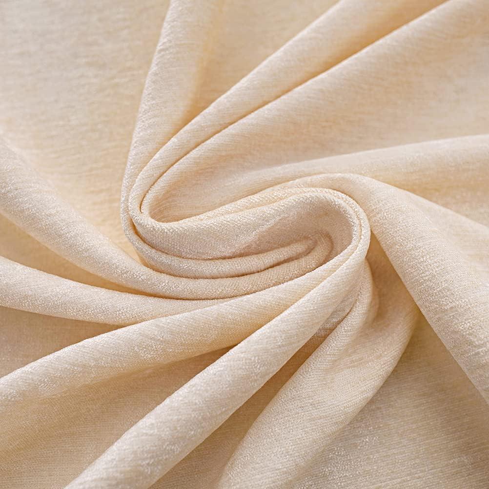 ELKCA Beige Double-Sided Chenille Waterfall Valance for Living Room Luxury Window Curtains Valance for Bedroom,Rod Pocket (Beige, W79 Inch, 1 Panel)