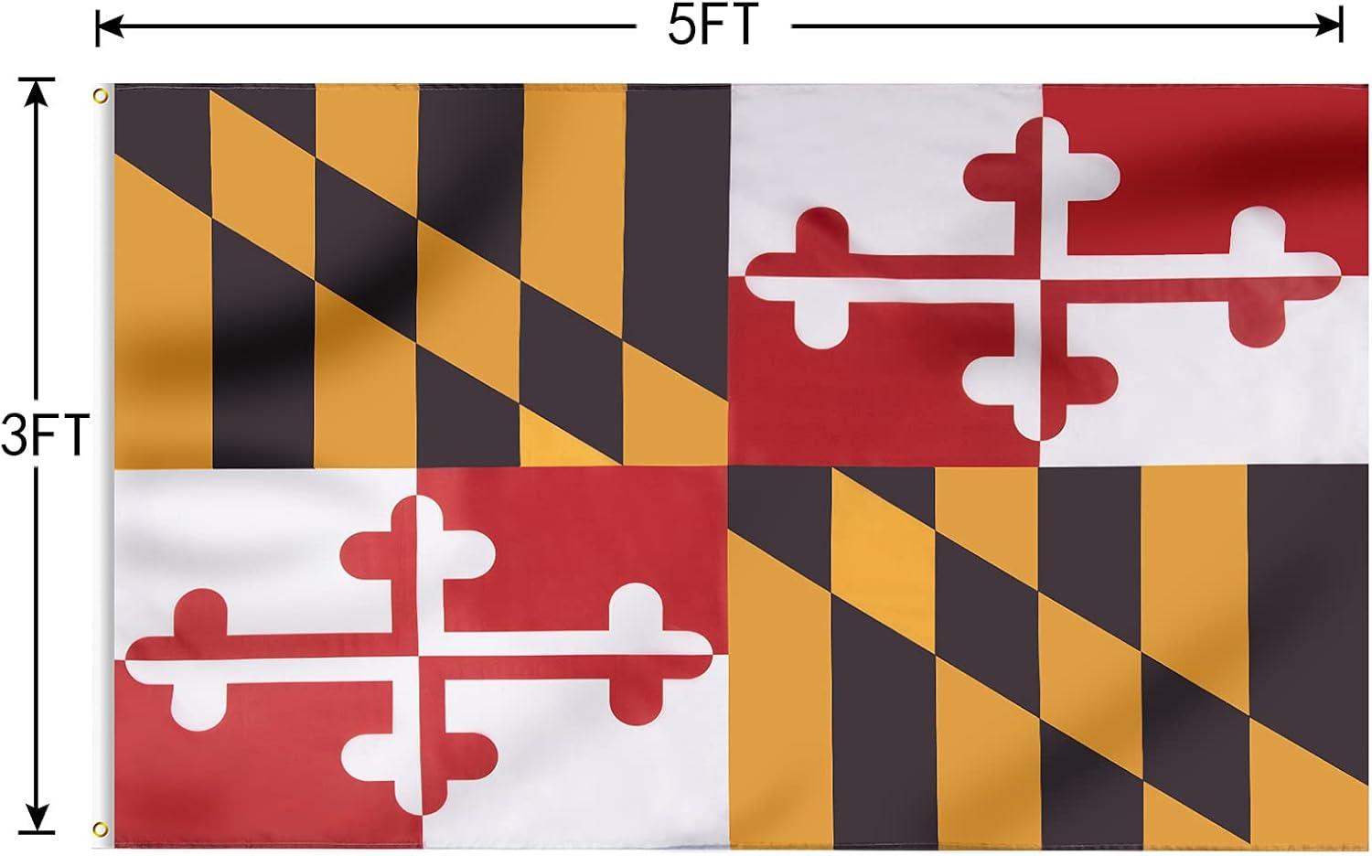 Maryland State 3x5 Foot Polyester Flag Pack of 2