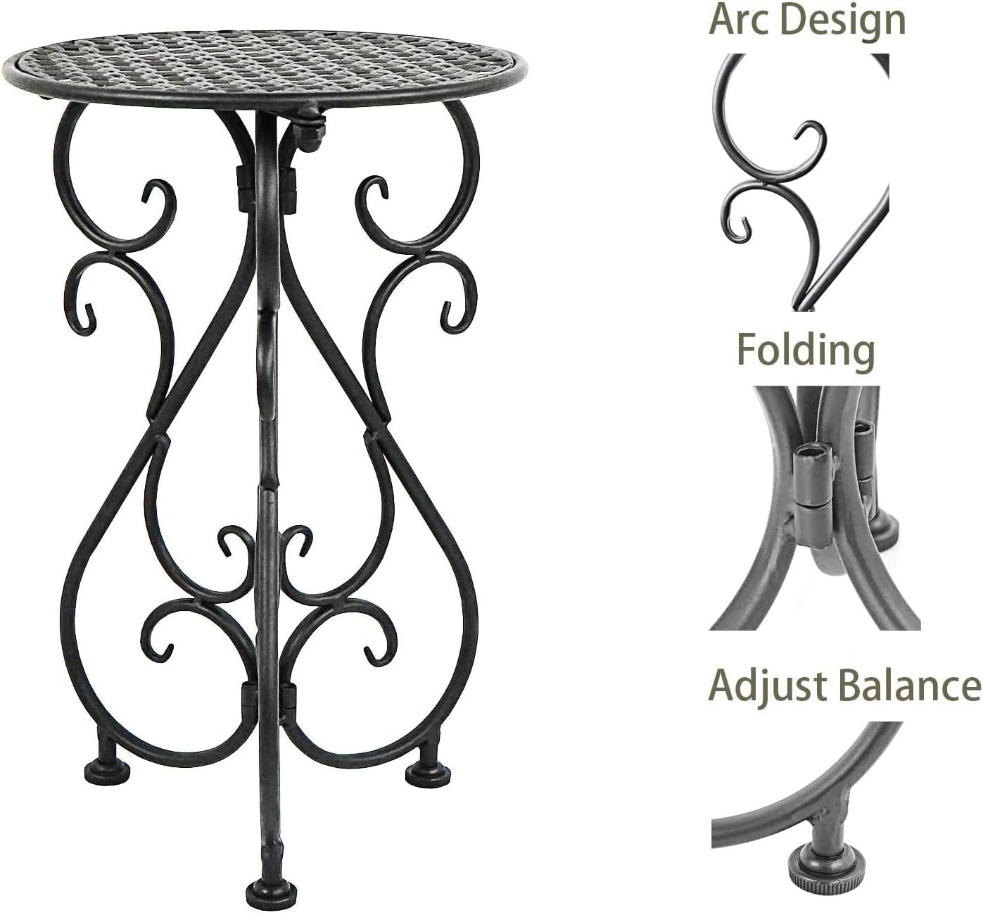 Black Iron 17" Tall Pedestal Plant Stand Set