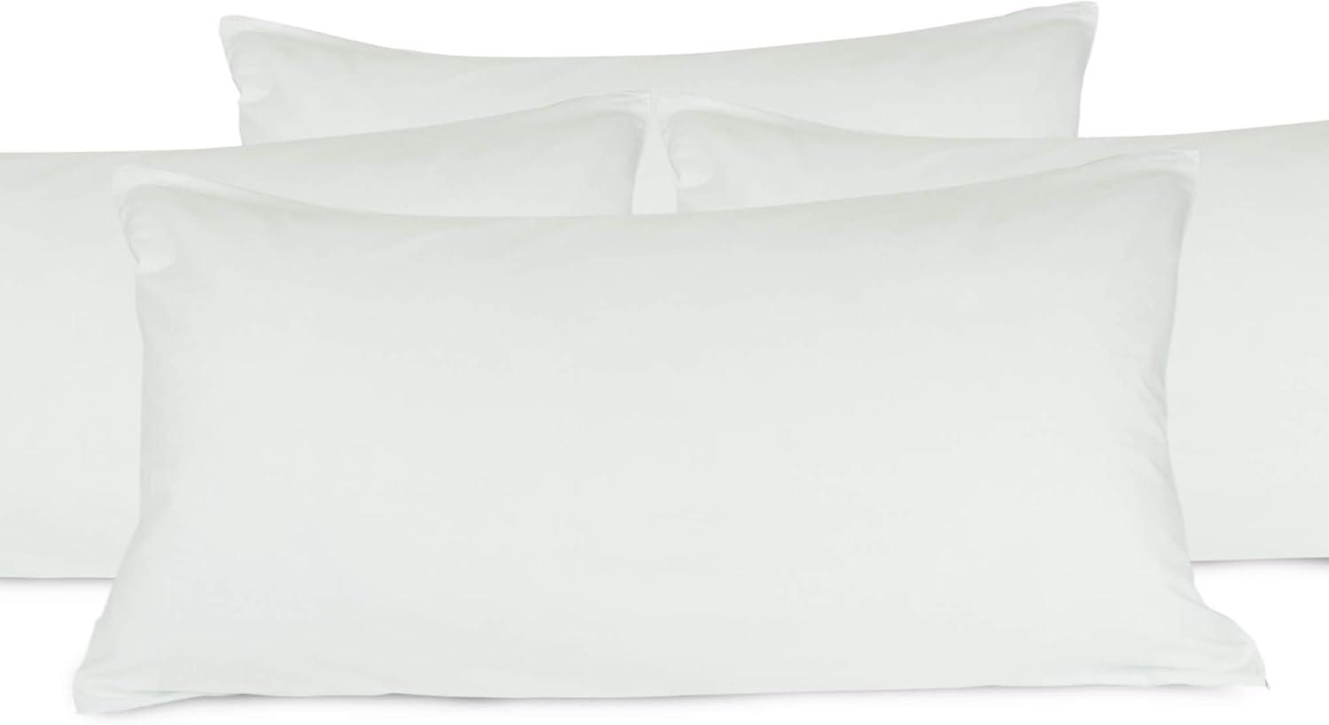 Luxury Hotel Collection, Ultra Soft Pillow Protector | Pillow Cover with Zipper, Soft & Comfortable for Hair and Skin, White - Queen Size - Set of 4