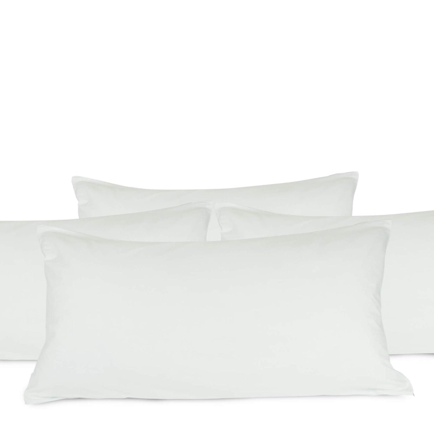 Luxury Hotel Collection, Ultra Soft Pillow Protector | Pillow Cover with Zipper, Soft & Comfortable for Hair and Skin, White - Queen Size - Set of 4