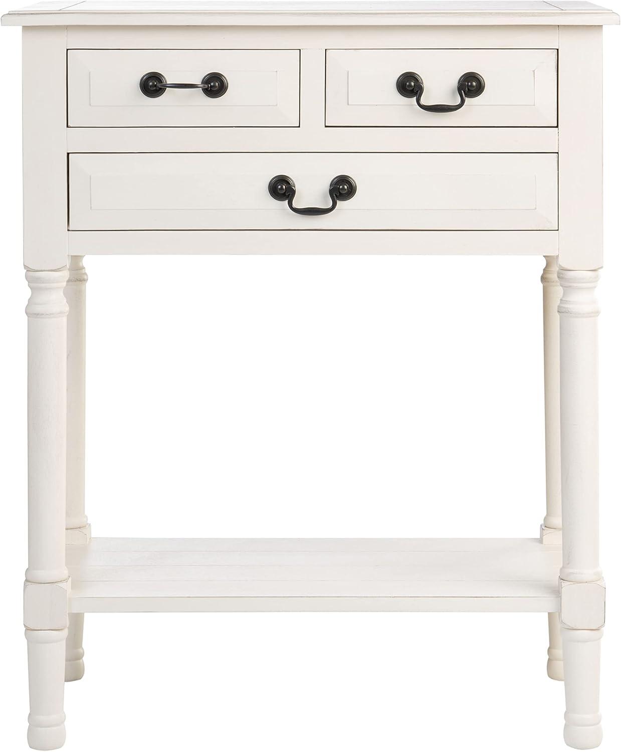 Primrose Distressed White Metal & Wood Console Table with Storage