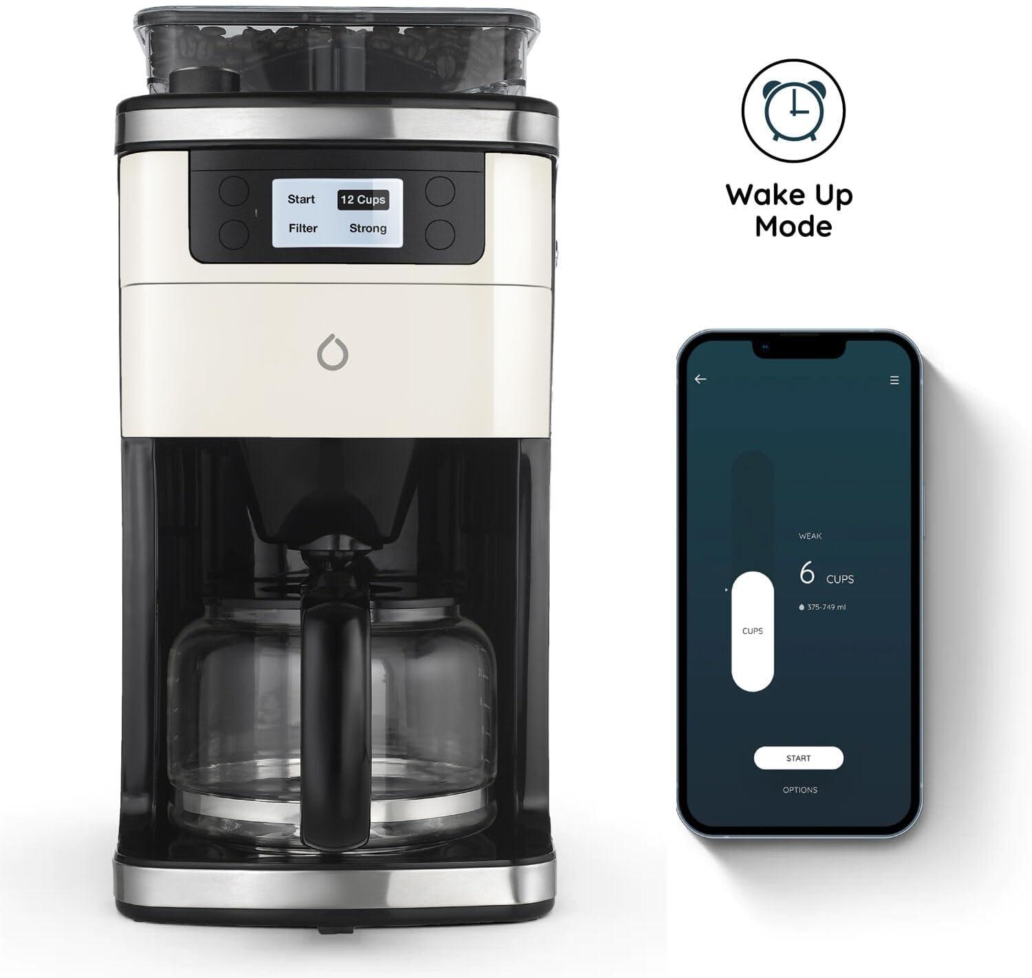 Smarter iCoffee Brew Smart Coffee Maker and Grinder with App, 3 Panels (Cream, Black, Red, New)