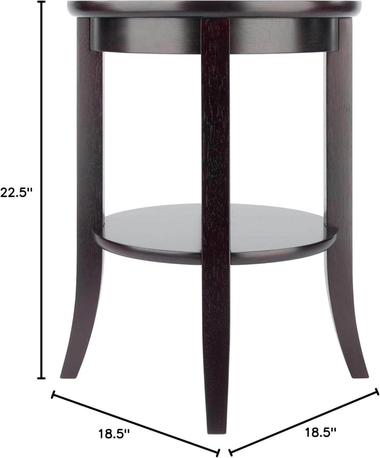 Winsome Wood Genoa Round End Table with Glass Top, Espresso Finish