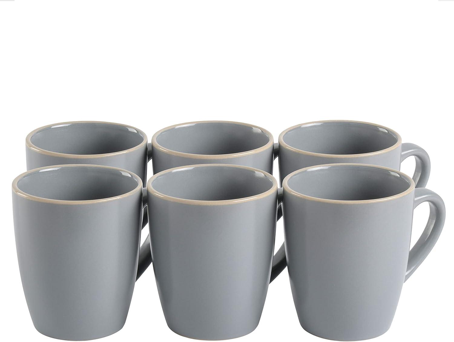 Matte Gray Ceramic 12.5oz Mug Set, 6-Piece