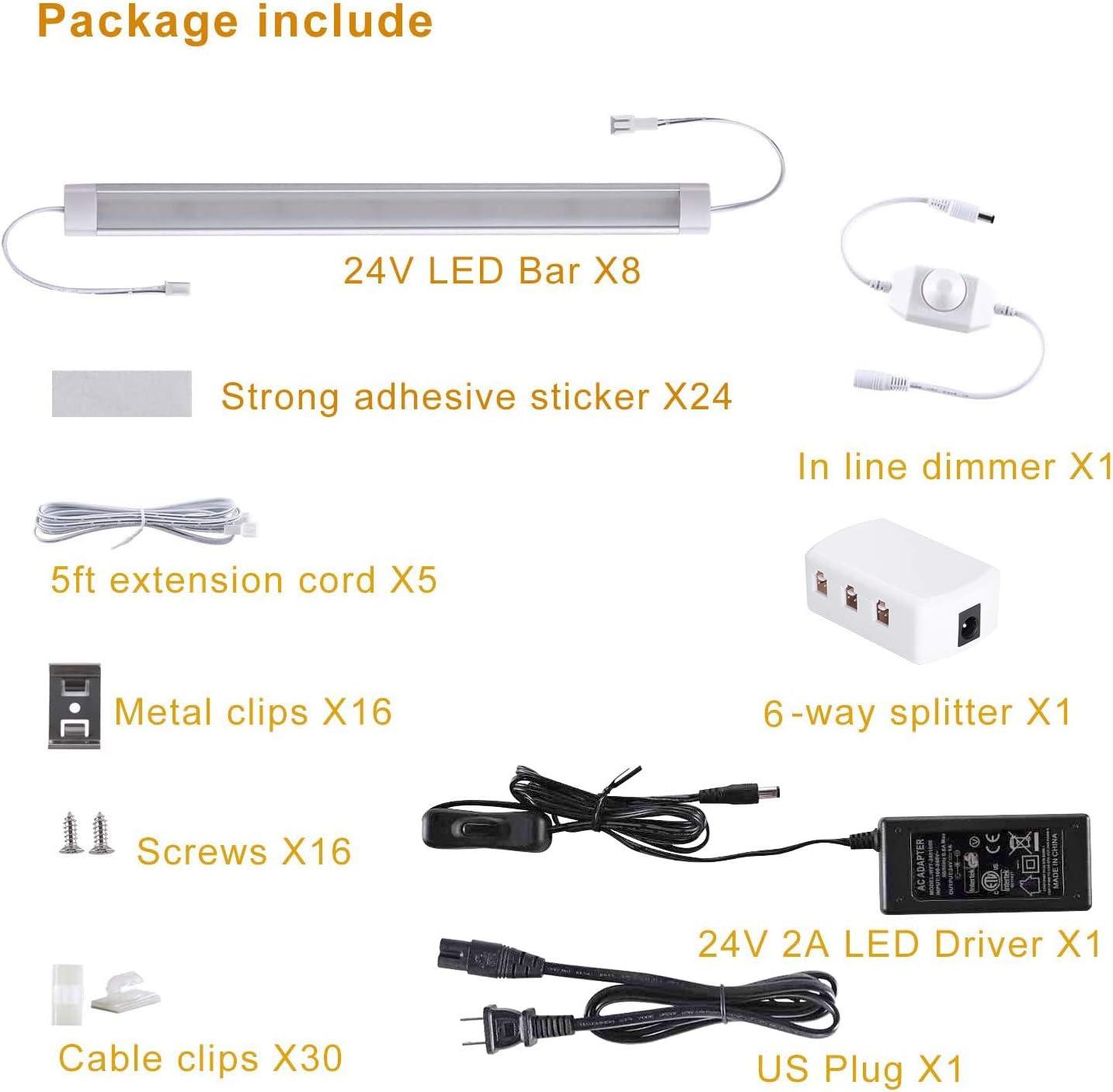 Day White 12" LED Dimmable Under Cabinet Light Kit