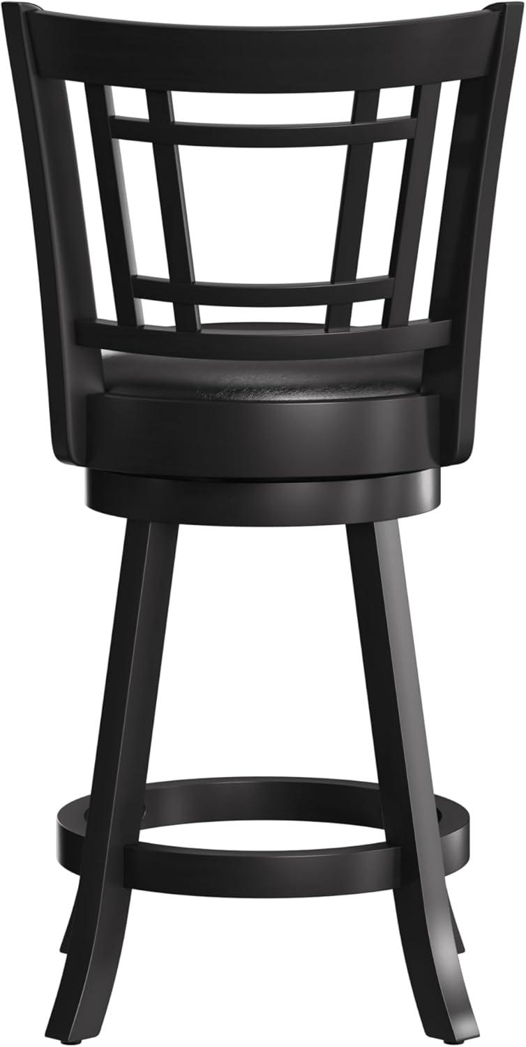 Hillsdale Furniture Fairfox Wood Counter Height Swivel Stool, Black with Black Faux Leather