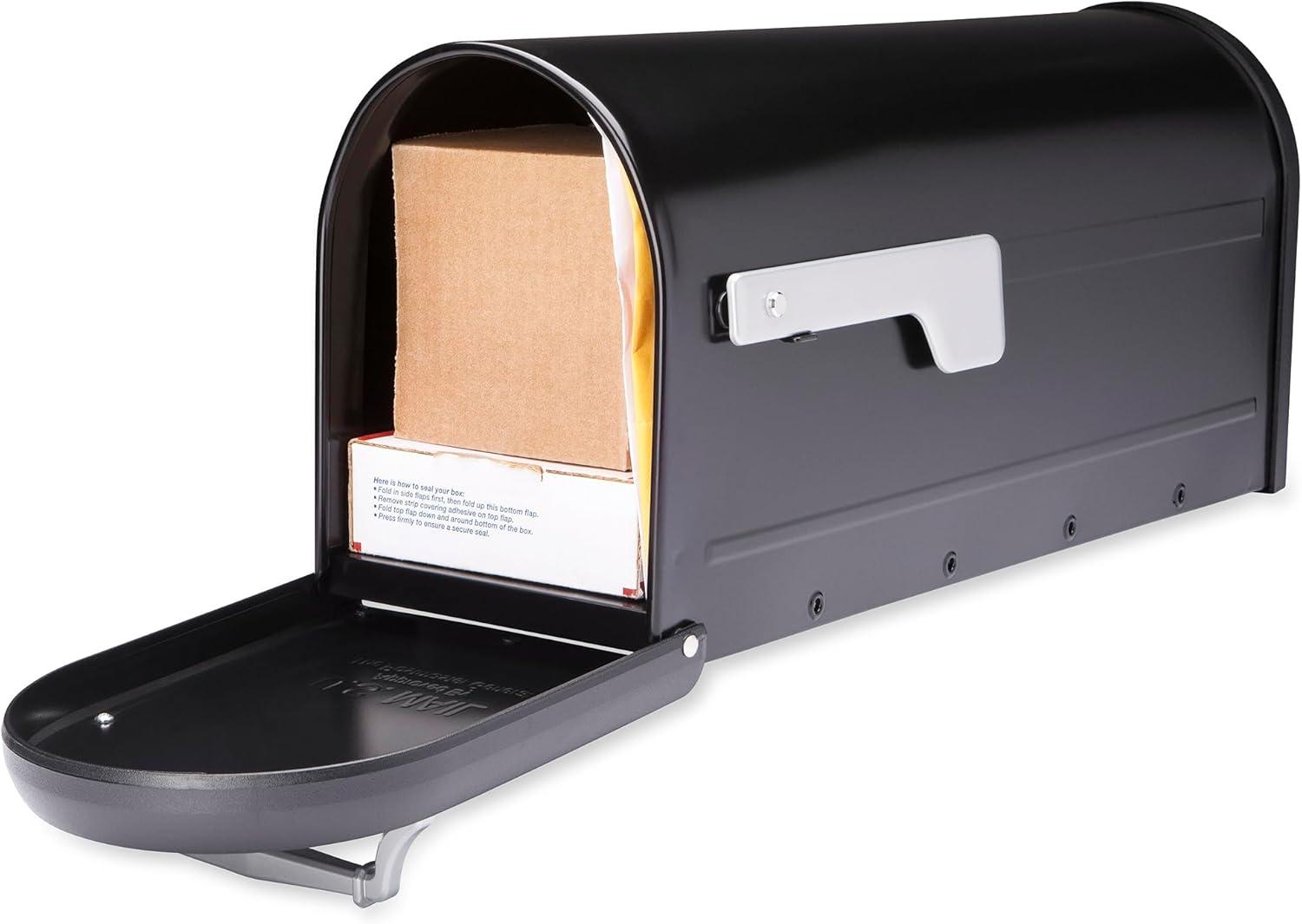 Chadwick Post Mount Mailbox Black with Nickel Flag