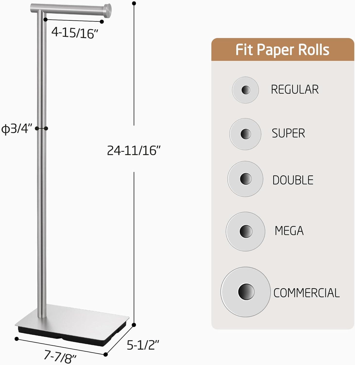 KES Freestanding Toilet Paper Holder with Weighted Base 26" H SUS304 Stainless Steel