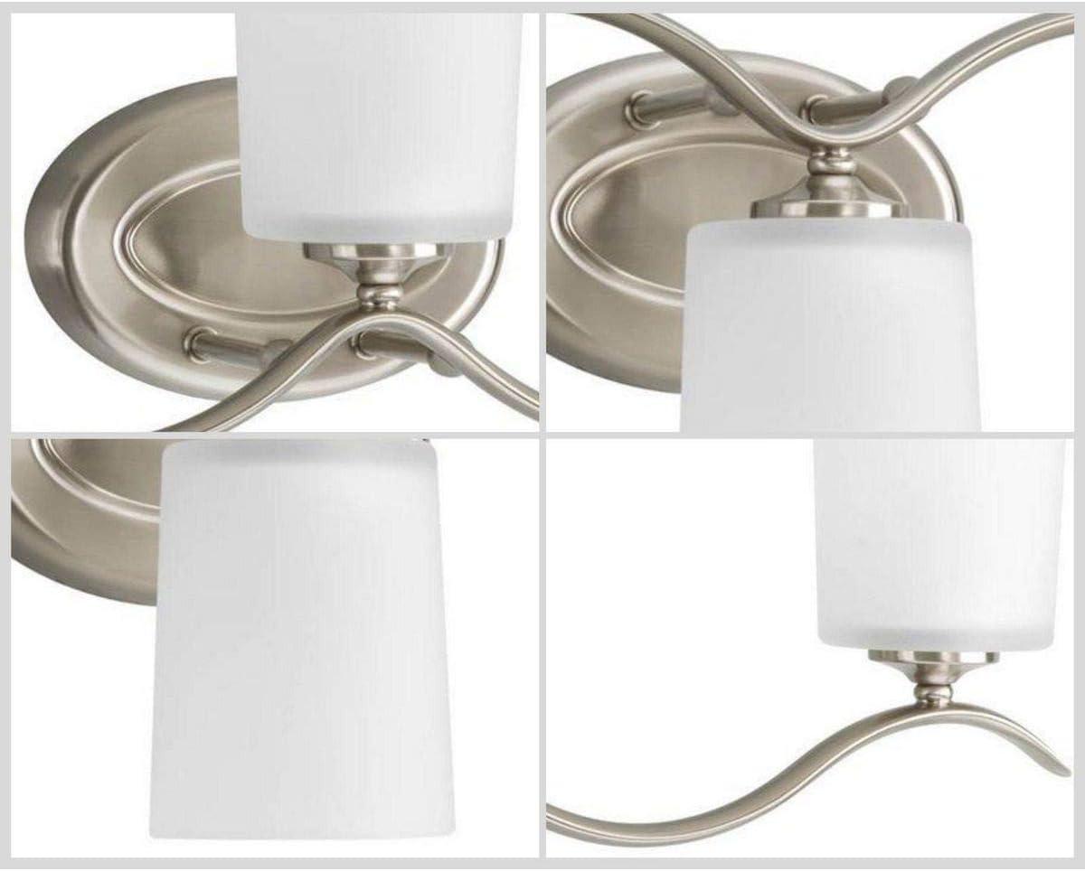 Progress Lighting Inspire 3-Light Wall Light, Brushed Nickel, Etched Glass Shade