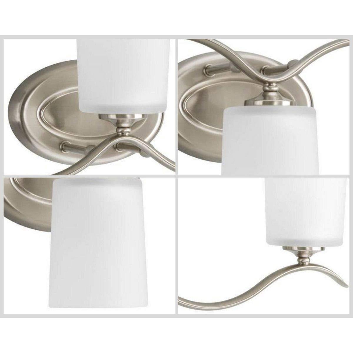 Progress Lighting Inspire 3-Light Wall Light, Brushed Nickel, Etched Glass Shade