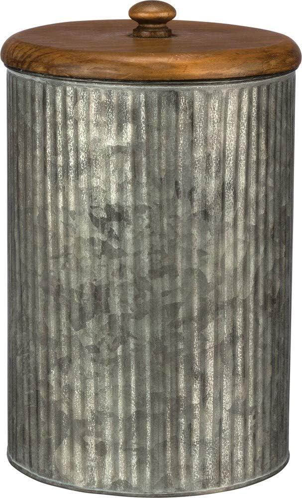 Primitives by Kathy Rustic Style Canisters, Set of 3, Galvanized Metal and Wood