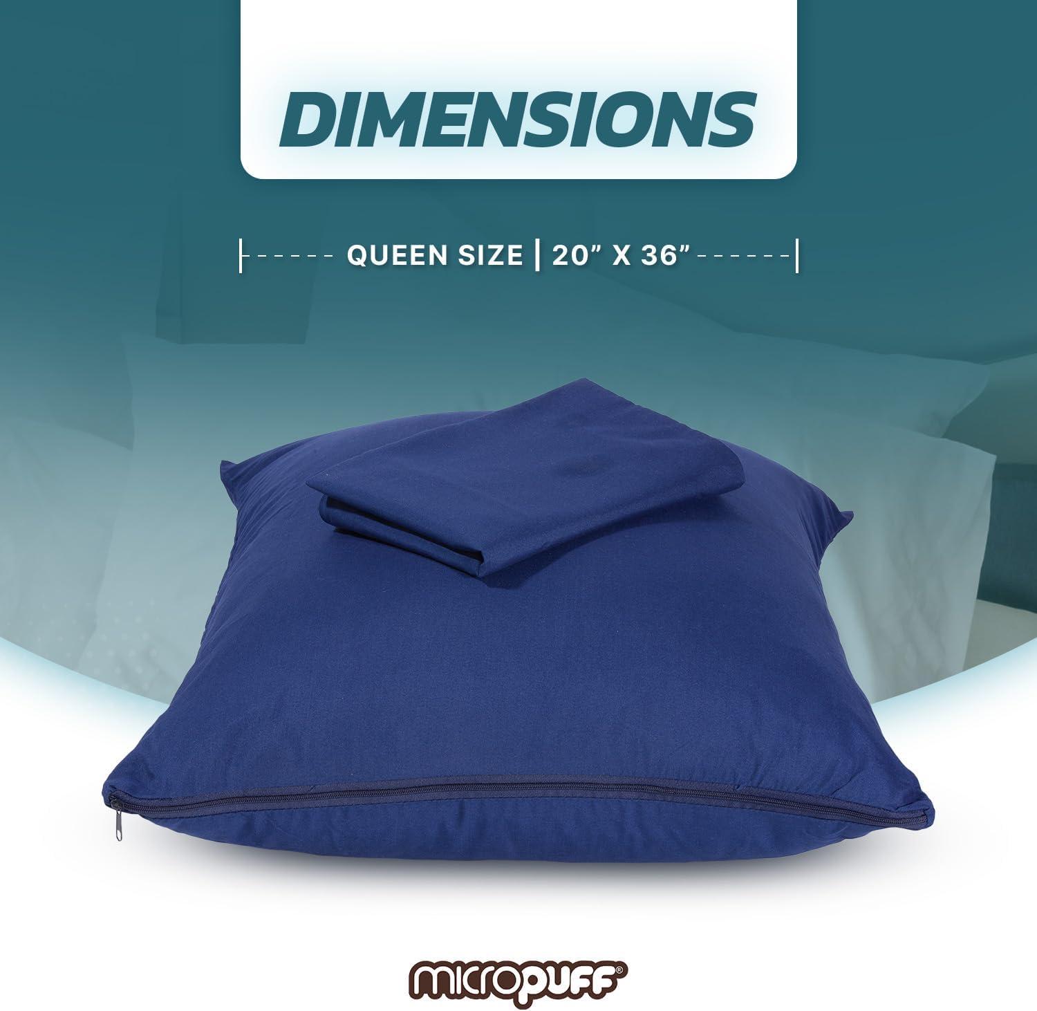 Micropuff - 100% Microfiber Zippered Pillow Protector (4 pck) Queen 20*30 - Navy