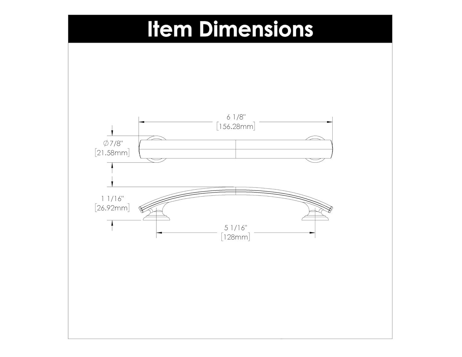 American Diner 5-1/16 in. Modern Arch Cabinet Pull Satin Nickel Handle for Kitchen, Bathroom, and Furniture (10 Pack)
