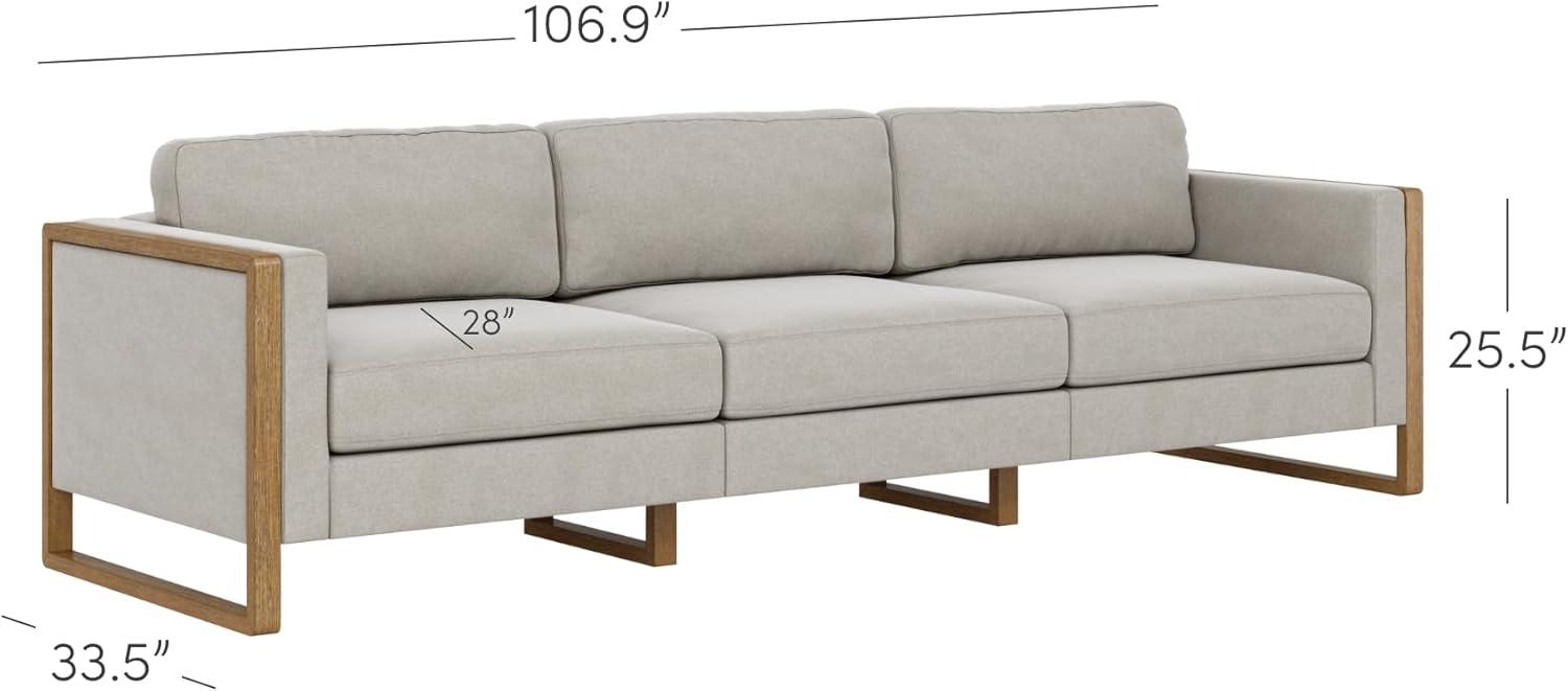 Nathan James Madison Modern 3-Seater Sofa, Upholstered Modular Sofa or Couch for Living Room with Solid Wood Legs, Sand/Light Brown