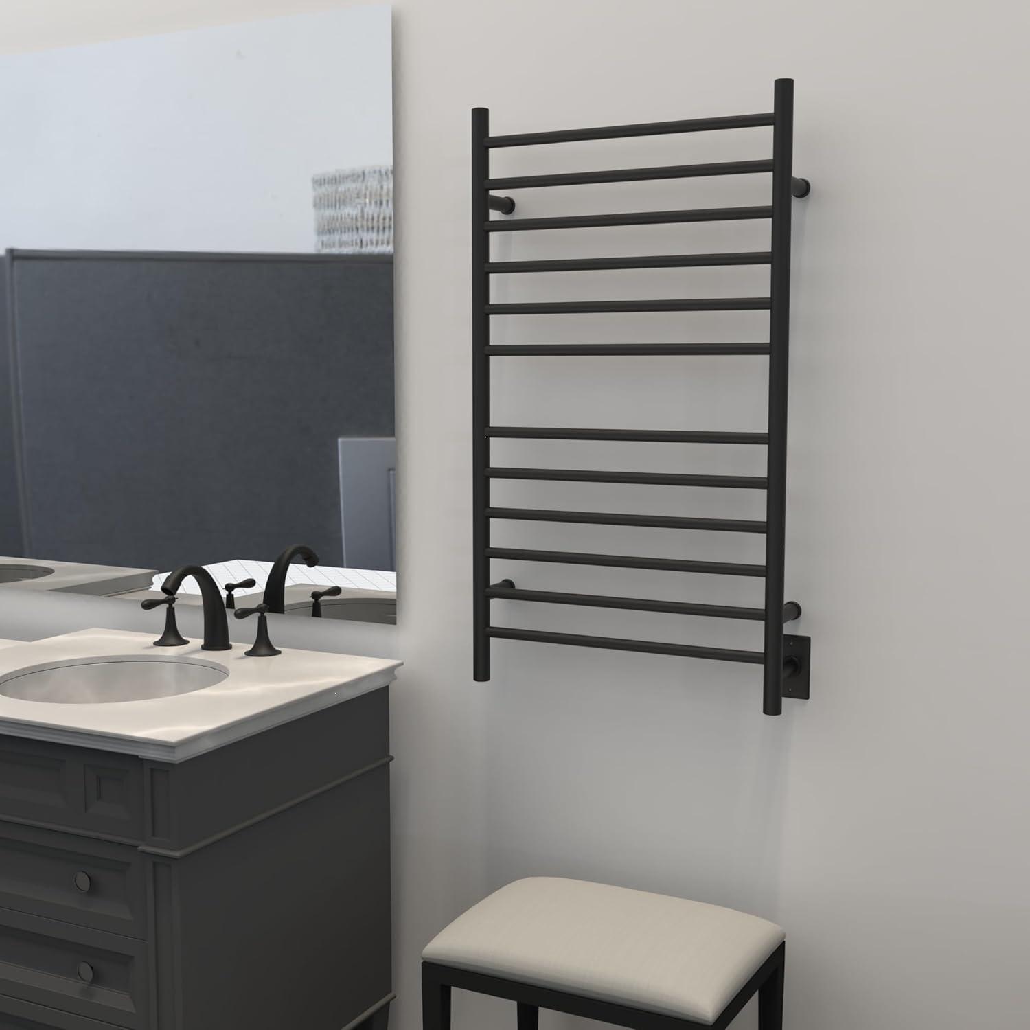 Matte Black Stainless Steel Wall Mounted 12-Bar Towel Warmer