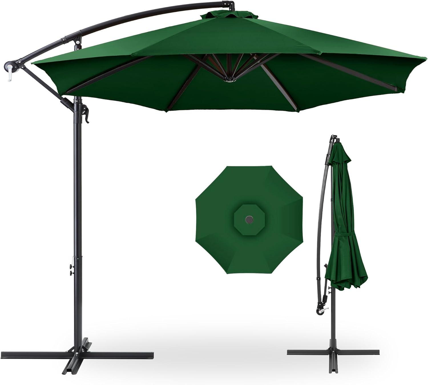 Best Choice Products 10ft Offset Hanging Outdoor Market Patio Umbrella w/ Easy Tilt Adjustment - Green