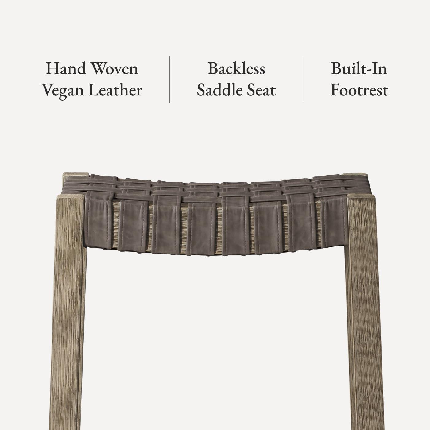 Maven Lane Emerson Kitchen Stool with Vegan Leather Upholstery