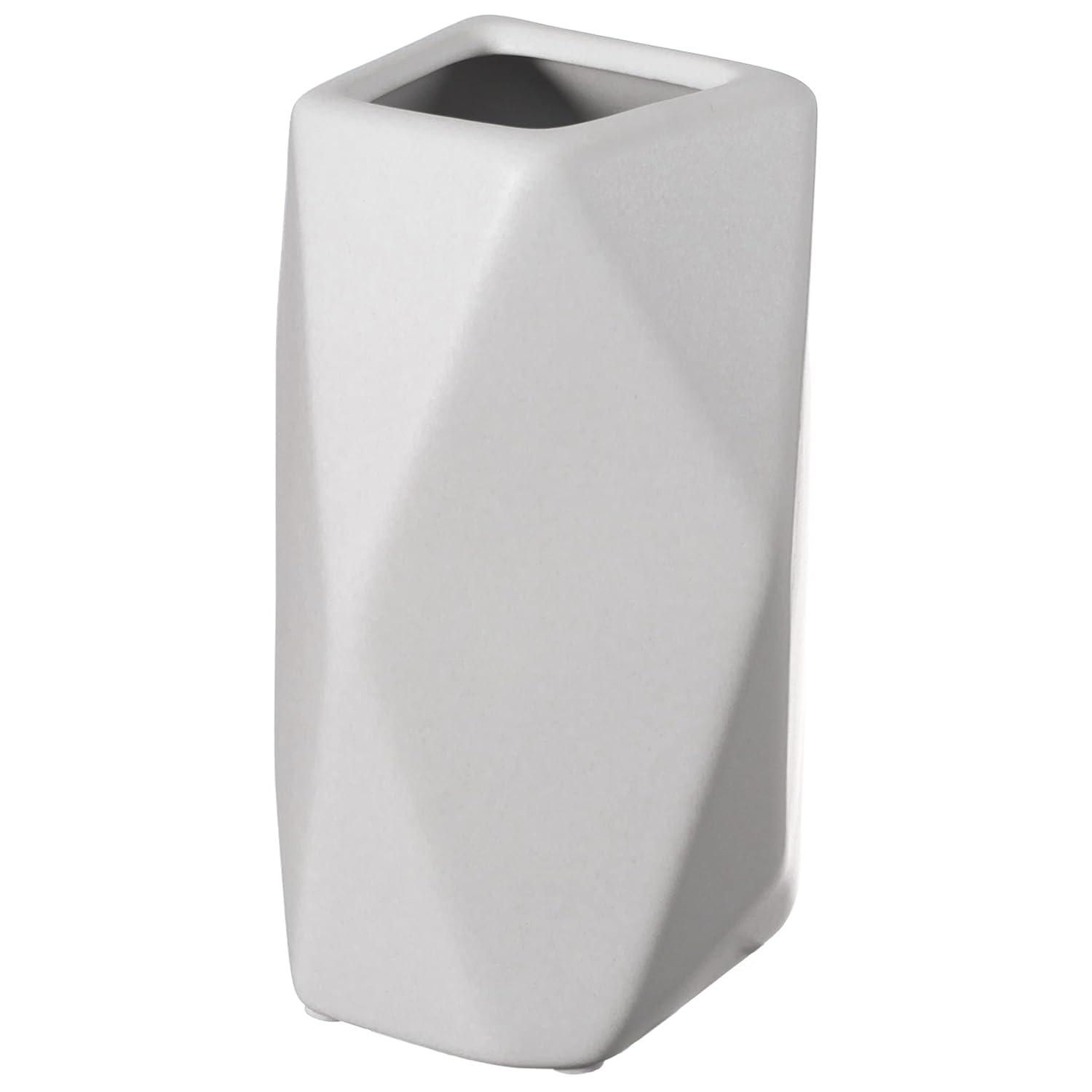Uniquewise 8" H Decorative Ceramic Multi Paned Vase, Modern Style Centerpiece Table Vase White, Medium
