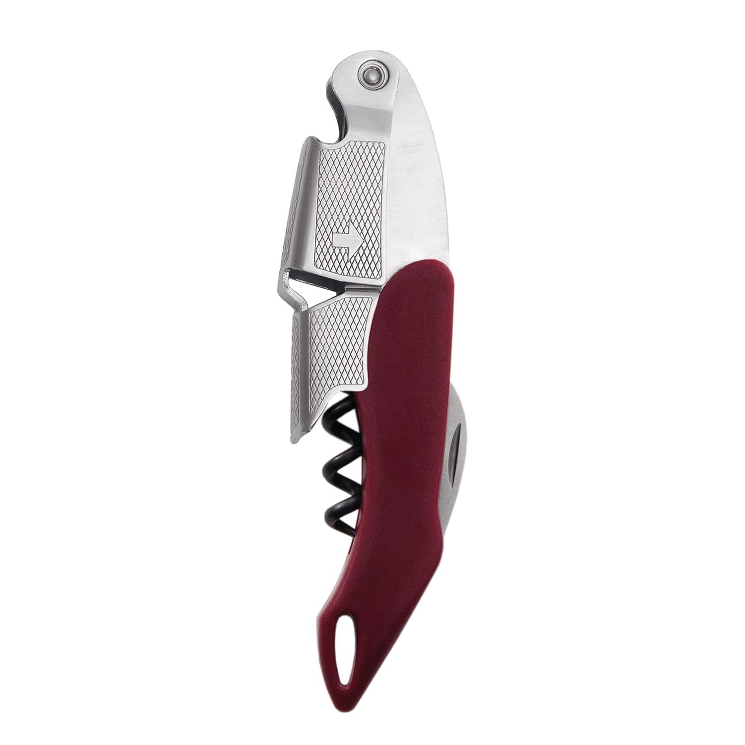 True Sommelier Waiter’s Corkscrew, Burgundy Stainless Steel Spring Loaded Wine Key