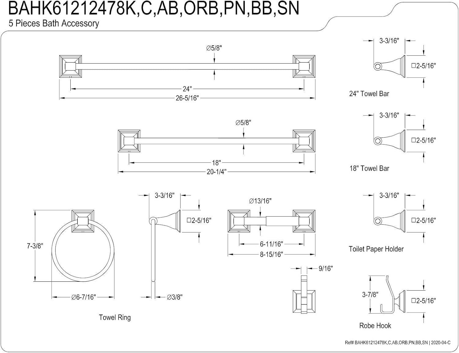 Satin Nickel 5-Piece Bathroom Hardware Set with Towel Bars