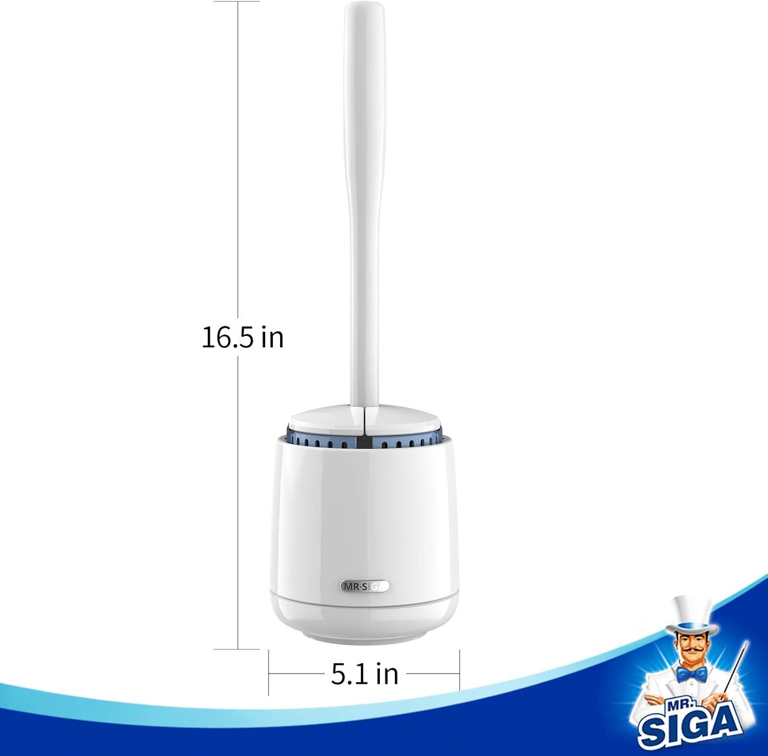 MR.SIGA Premium Toilet Bowl Brush and Holder for Bathroom Cleaning, White, 1 Pack