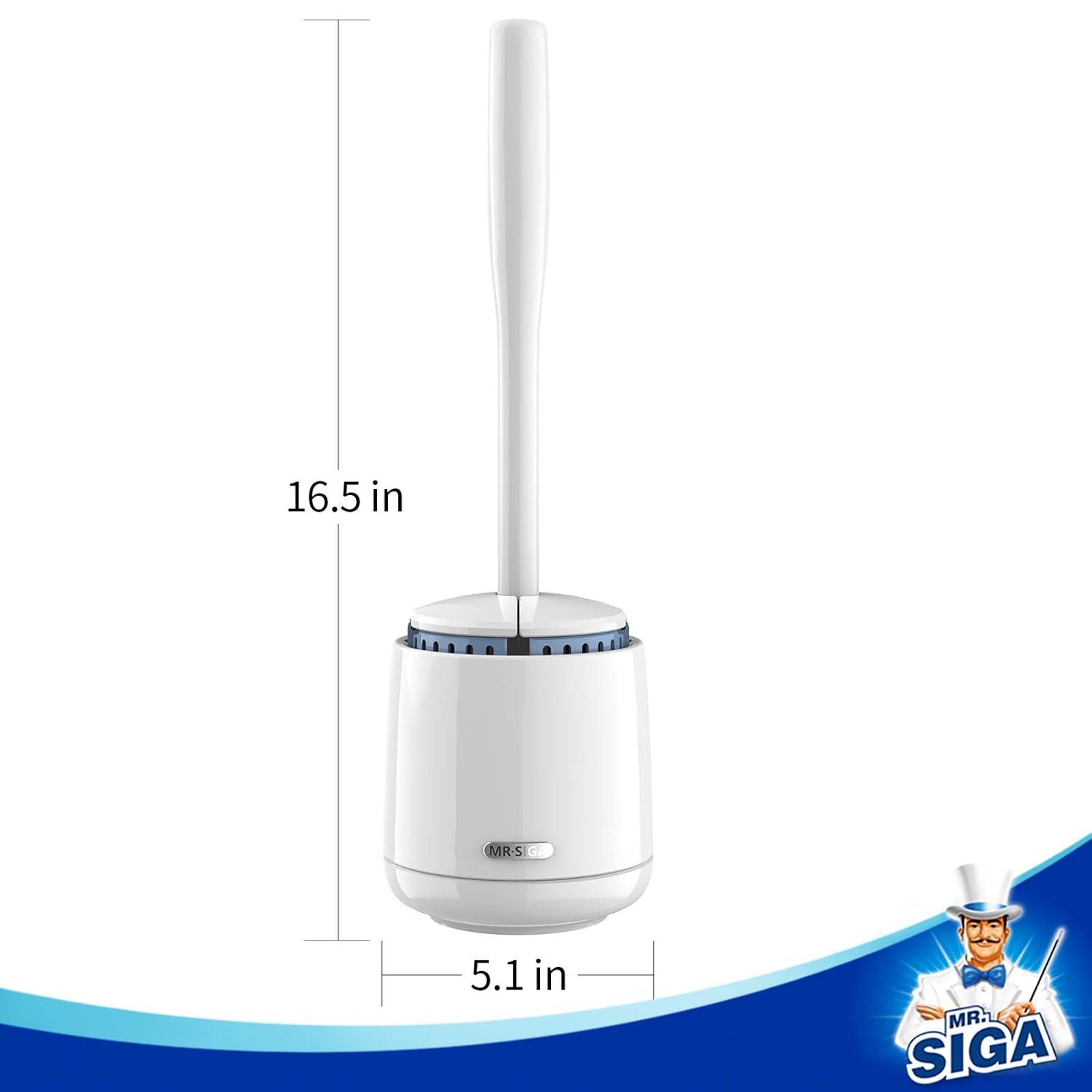 MR.SIGA Premium Toilet Bowl Brush and Holder for Bathroom Cleaning, White, 1 Pack