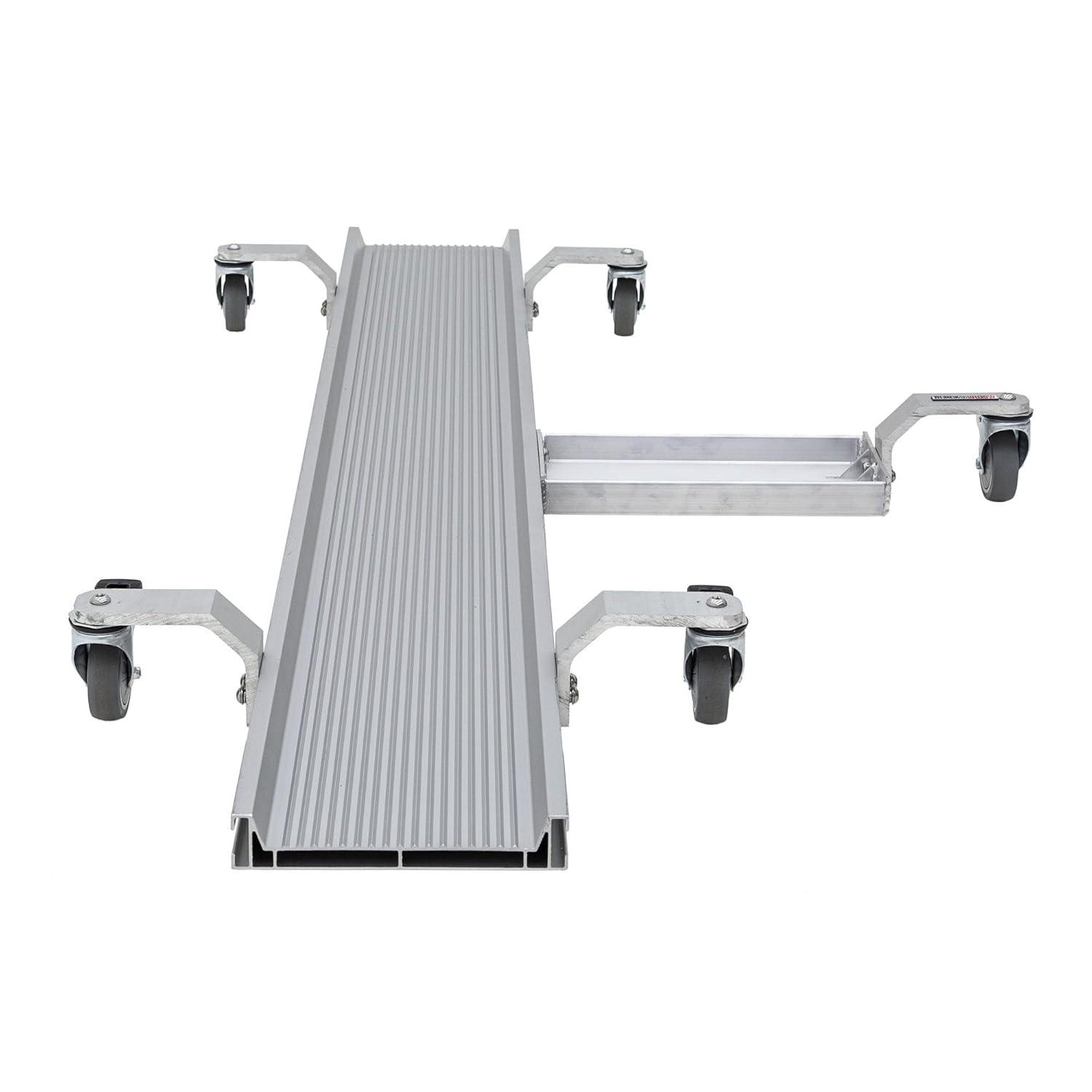 Black Widow Motorcycle Dolly with Fully Adjustable Kickstand Plate Locking Casters with Ride-On Load and Ride-Off Unload without Use of Ramp or Lever