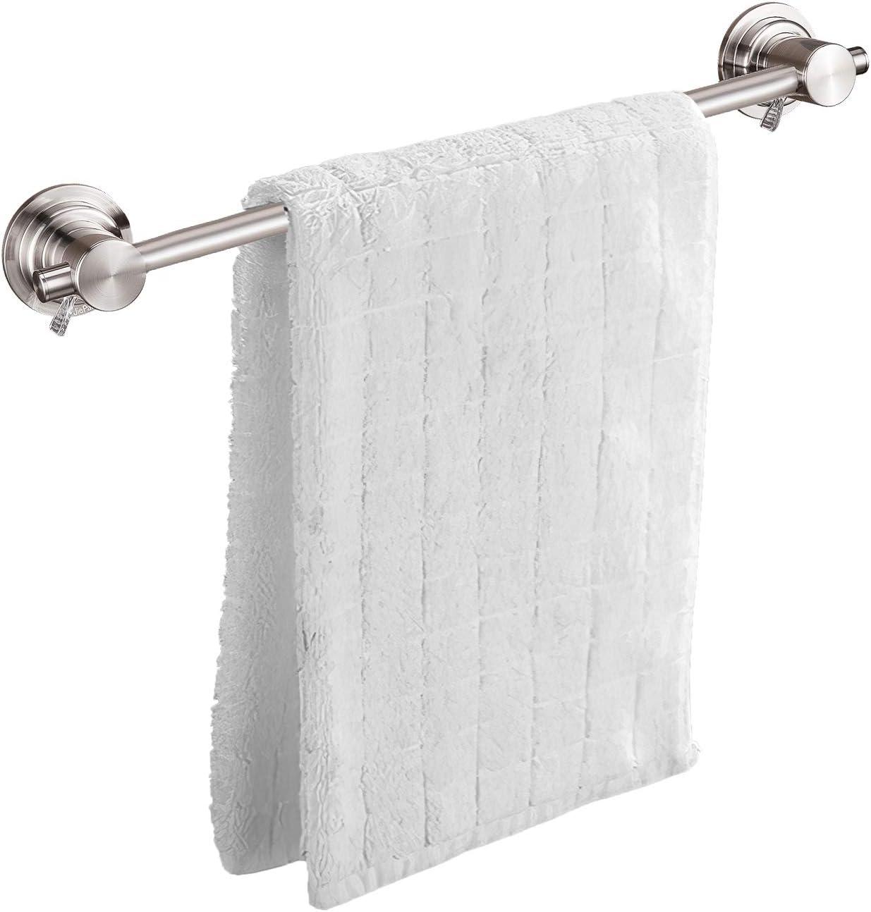 Brushed Nickel 24-Inch Wall Mounted Suction Towel Bar