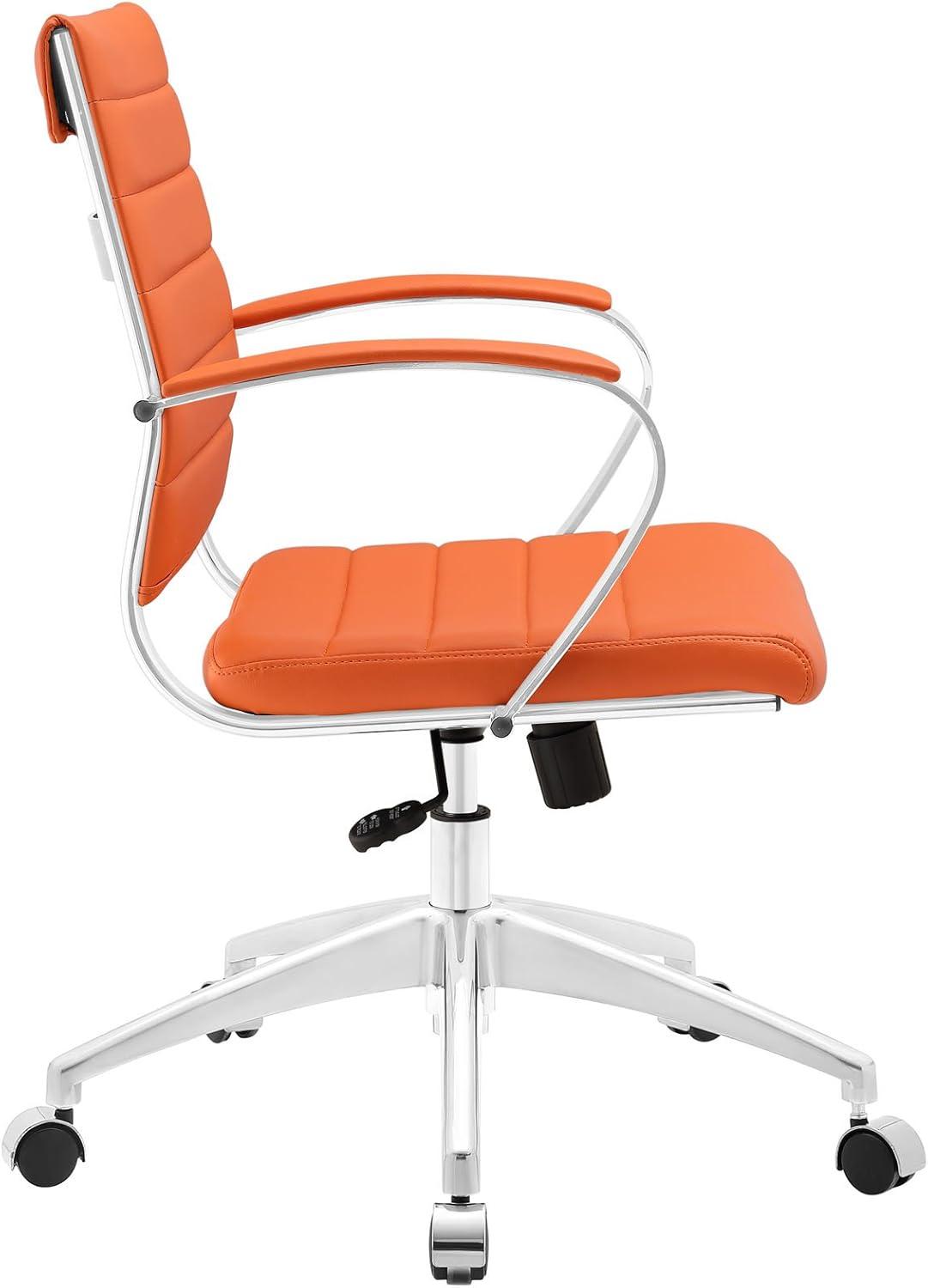 Modern Contemporary Office Chair, Orange Faux Leather