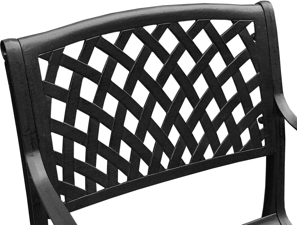 Oakland Living 95" Rectangular Modern Outdoor Mesh Lattice Aluminum Patio Dining Set with 8 Arm Chairs Black