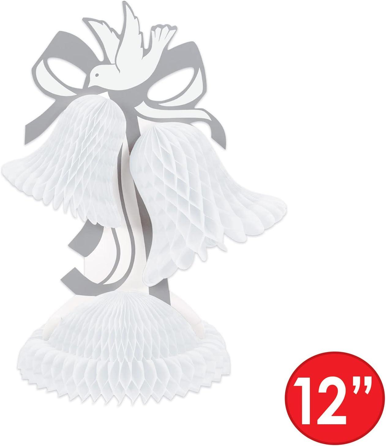 Beistle 2 Piece Honeycomb Tissue Bell Centerpieces For Wedding Decorations, Bridal Shower Décor, Anniversary Party Supplies