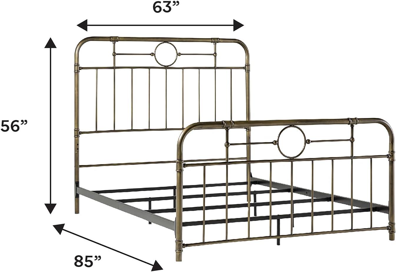 Antique White Metal Pipe Queen Bed with Powder Coated Finish