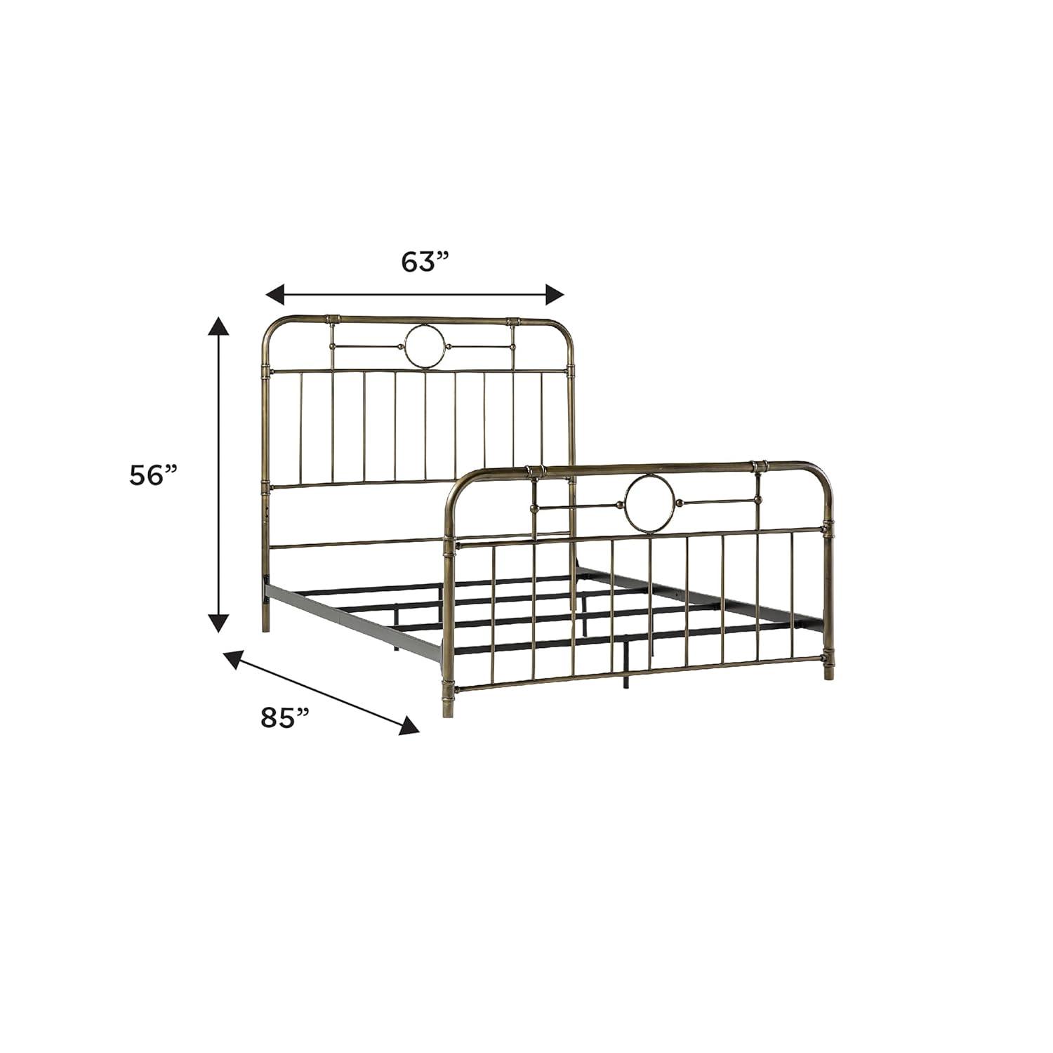 Antique White Metal Pipe Queen Bed with Powder Coated Finish