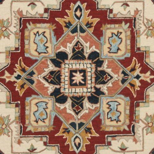 Chelsea HK709 Hand Hooked Area Rug - Red/Ivory - 8' round - Safavieh.