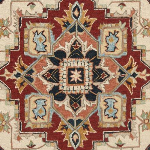 Chelsea HK709 Hand Hooked Area Rug - Red/Ivory - 8' round - Safavieh.