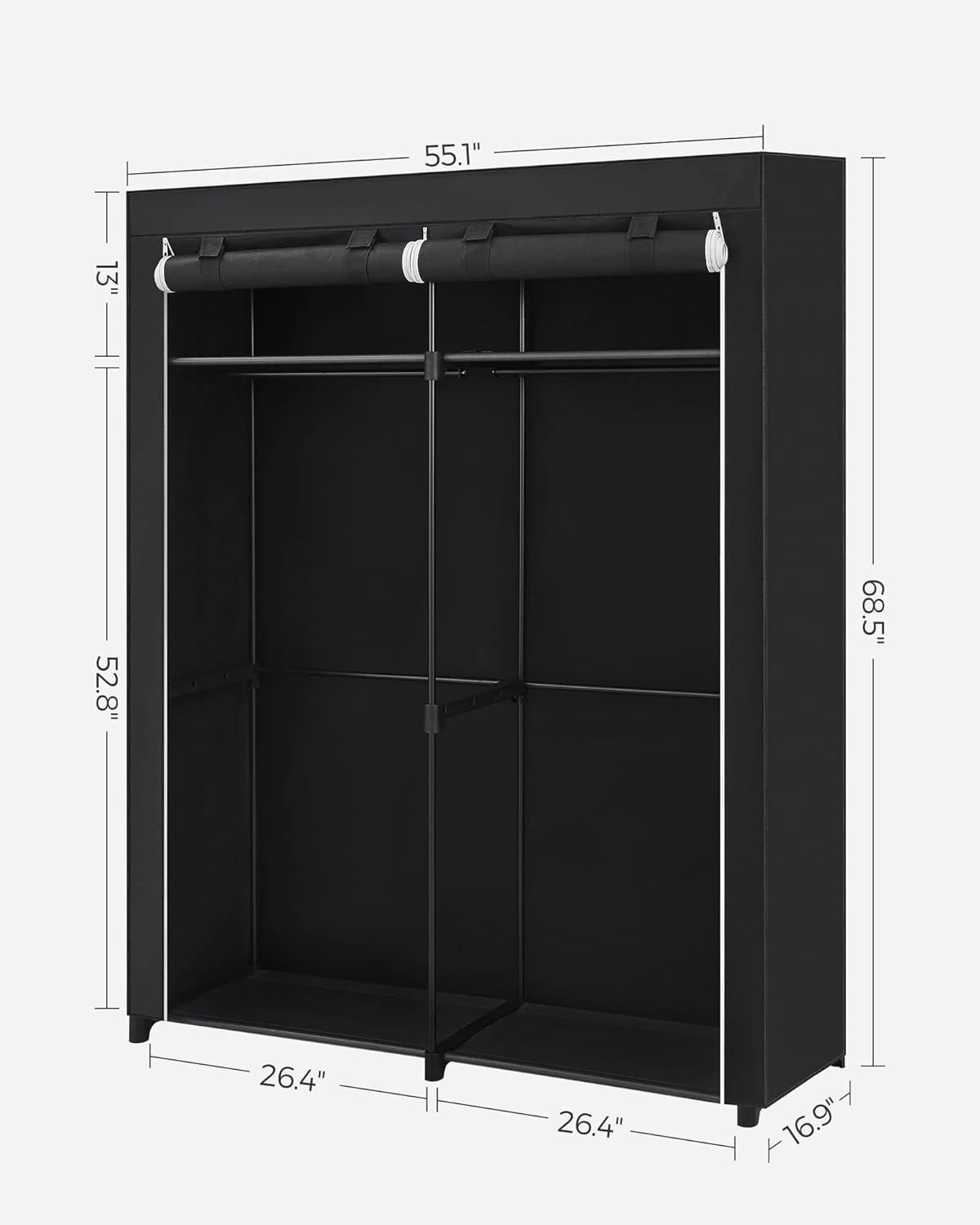 SONGMICS Closet Storage Organizer, Portable Wardrobe, Black